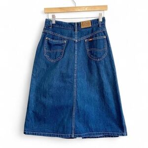 Vintage 90s Lee Blue A-Line Midi Skirt Casual